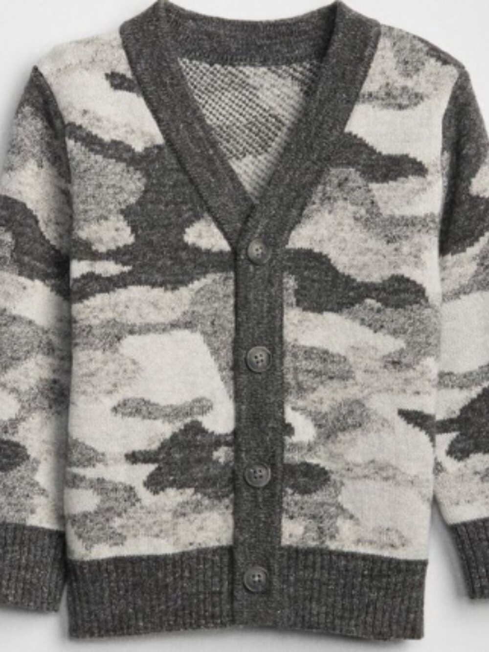 Baby Gap V-Neck Cardigan, Grey Tone Camo, size 3T